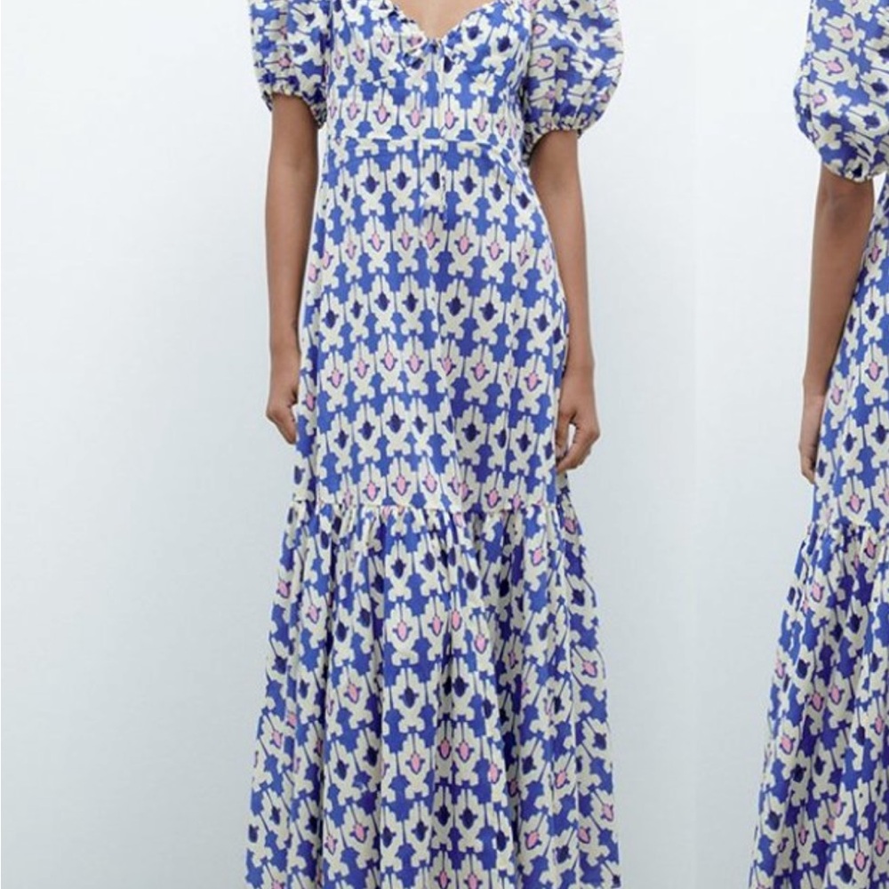 Floral Blue and White Maxi Dress